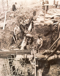 travaux de canalisation en 1960